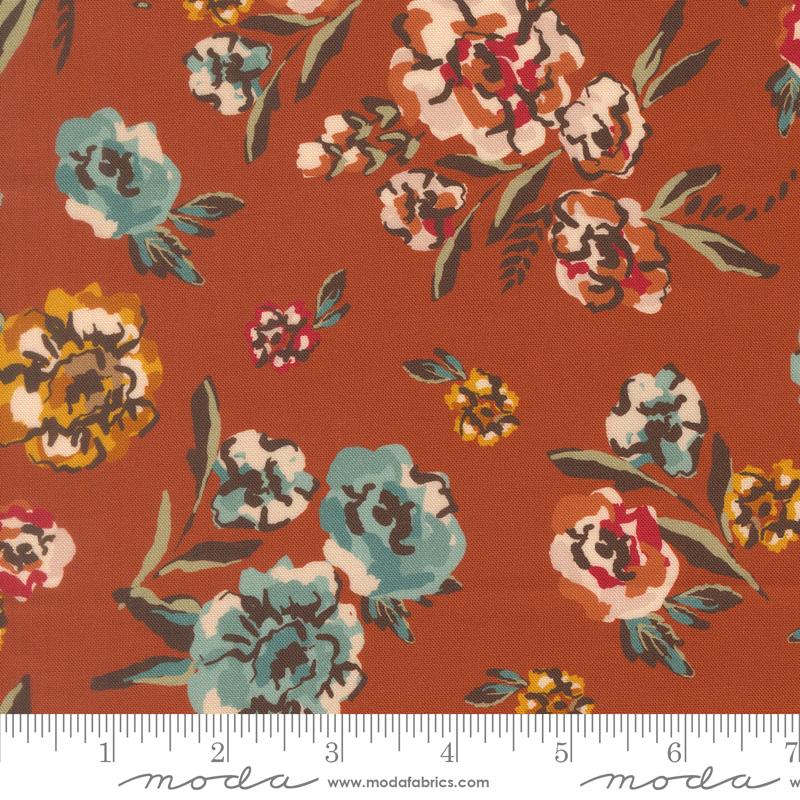 Flora & Thread Flower Spice - Quilt Fabric, zoomed in. Select this picture to zoom back out.