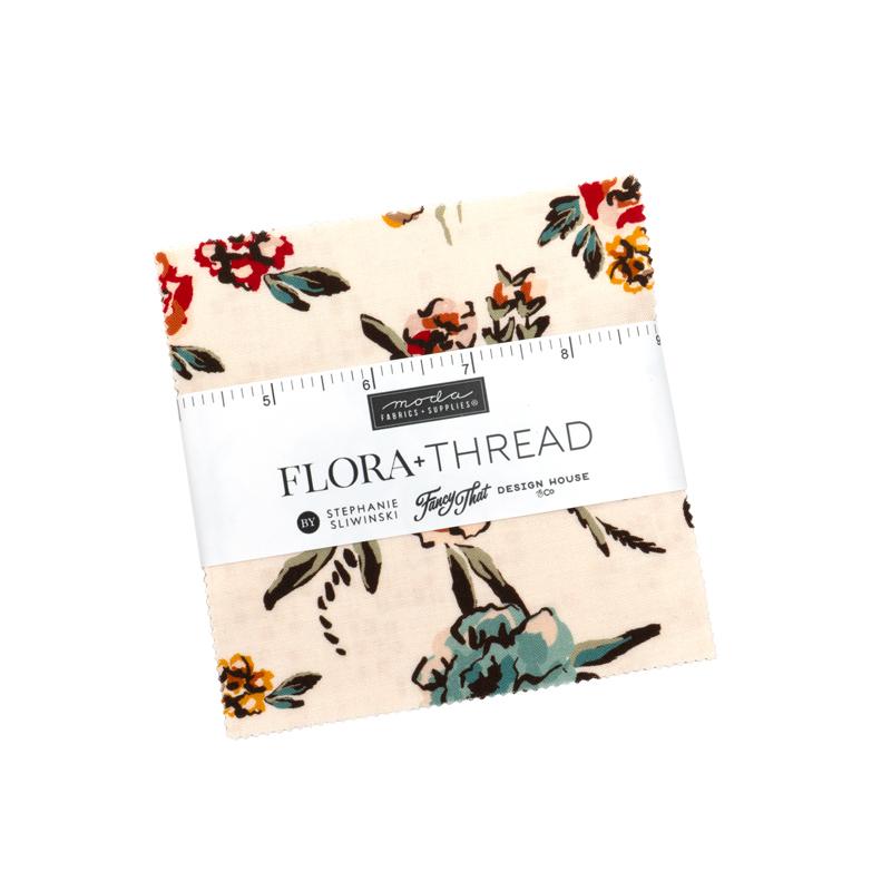 Flora & Thread - Charm Pack, zoomed in. Select this picture to zoom back out.