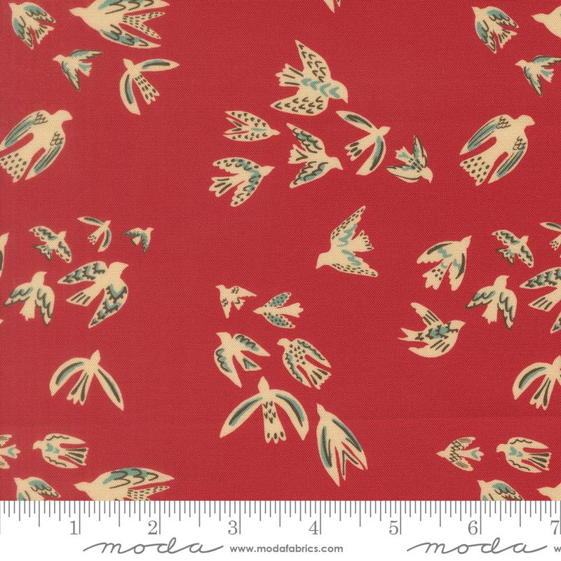 Flora & Thread Birds Brick - Quilt Fabric, zoomed in. Select this picture to zoom back out.