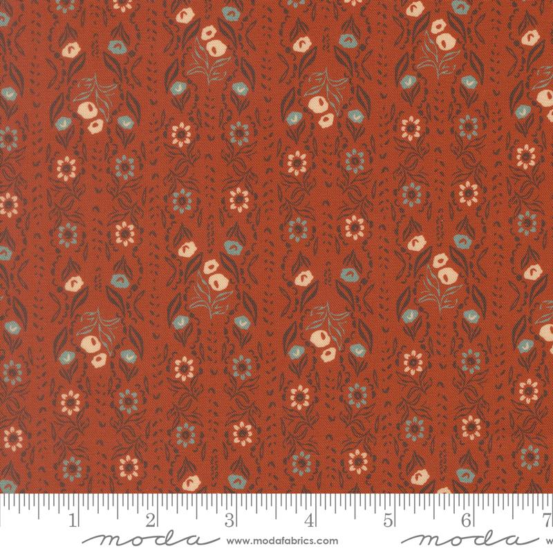 Flora & Thread Blossoms Spice - Quilt Fabric, zoomed in. Select this picture to zoom back out.