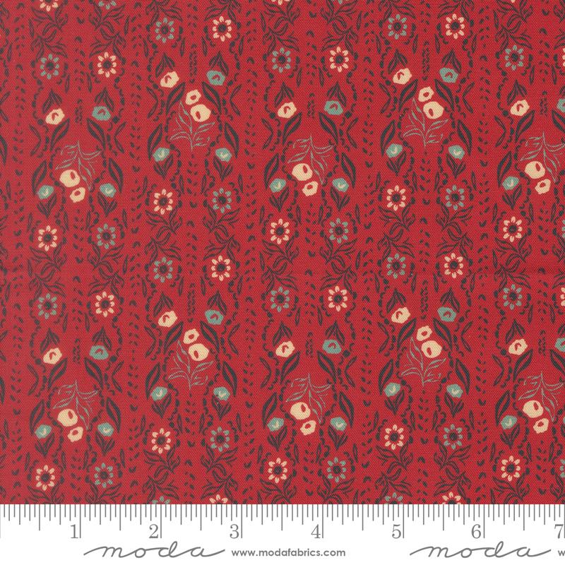 Flora & Thread Blossoms Brick - Quilt Fabric, zoomed in. Select this picture to zoom back out.