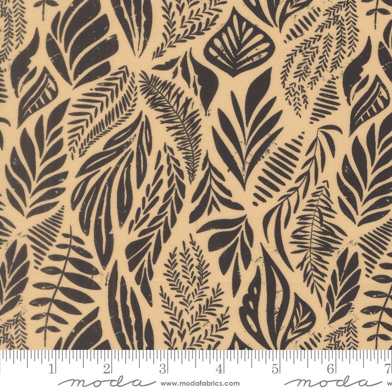 Flora & Thread Fronds Almond - Quilt Fabric, zoomed in. Select this picture to zoom back out.