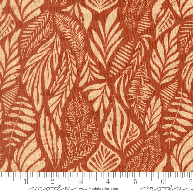 Flora & Thread Fronds Spice - Quilt Fabric, zoomed in. Select this picture to zoom back out.