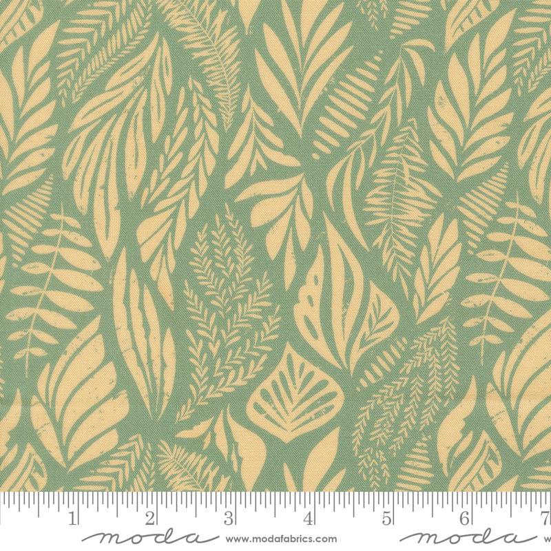 Flora & Thread Fronds Teal - Quilt Fabric, zoomed in. Select this picture to zoom back out.