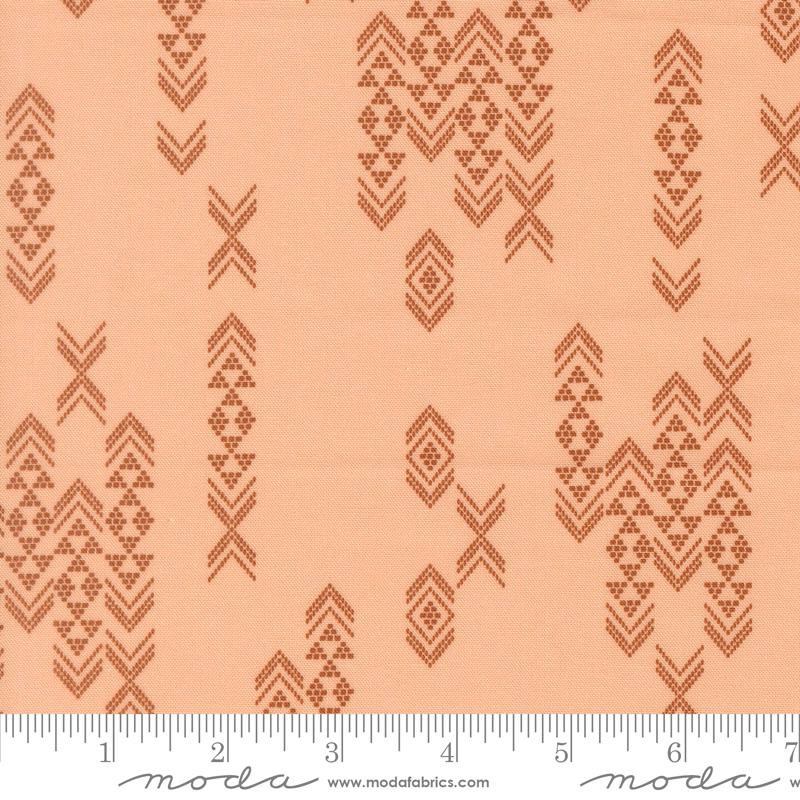 Flora & Thread Geometric Peach - Quilt Fabric, zoomed in. Select this picture to zoom back out.