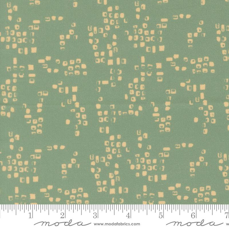 Flora & Thread Squares Teal - Quilt Fabric, zoomed in. Select this picture to zoom back out.
