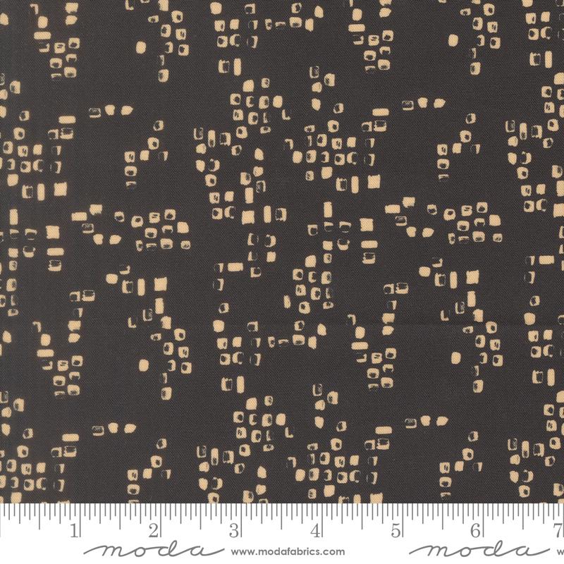 Flora & Thread Squares Midnight - Quilt Fabric, zoomed in. Select this picture to zoom back out.
