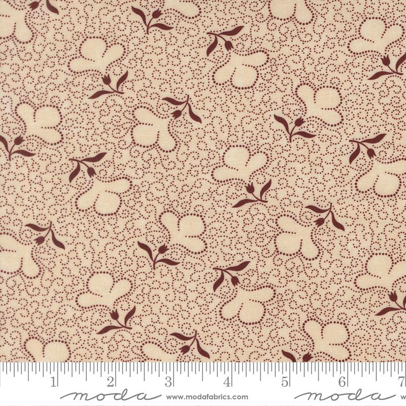 Cardinals Nest Floral Tan - Quilt Fabric, zoomed in. Select this picture to zoom back out.