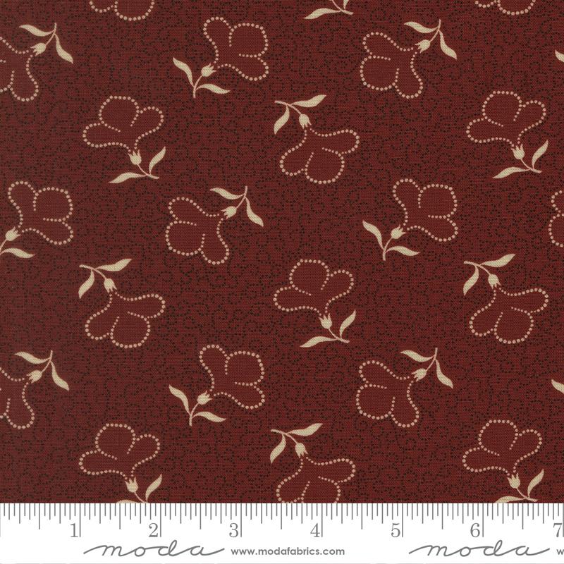 Cardinals Nest Floral Red - Quilt Fabric, zoomed in. Select this picture to zoom back out.