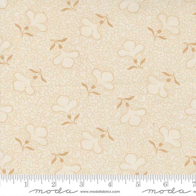Cardinals Nest Floral Tan Tonal - Quilt Fabric, zoomed in. Select this picture to zoom back out.