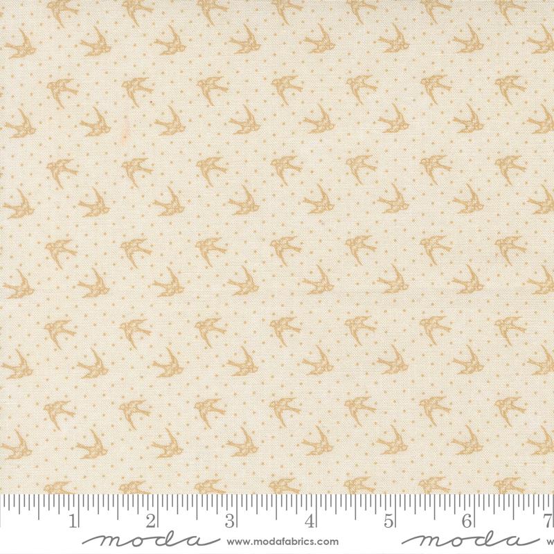 Cardinals Nest Birds Tan Tonal - Quilt Fabric, zoomed in. Select this picture to zoom back out.