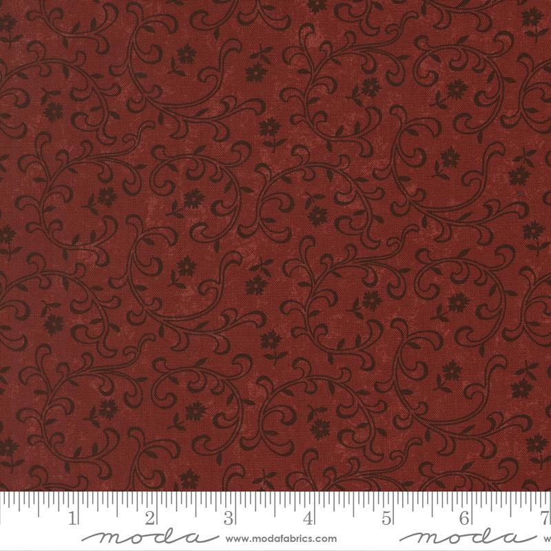 Cardinals Nest Flowers Red - Quilt Fabric, zoomed in. Select this picture to zoom back out.
