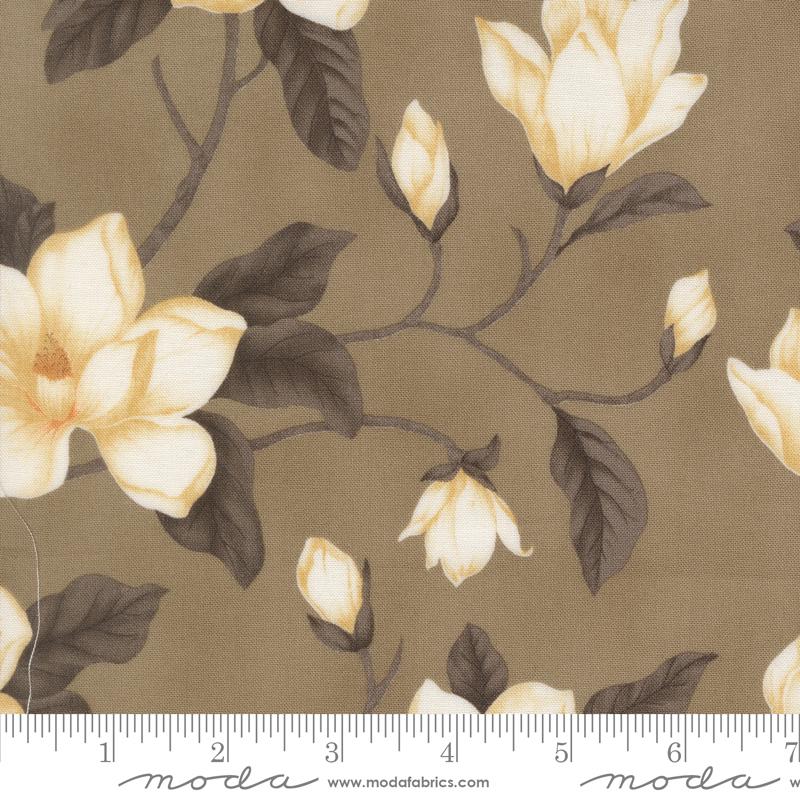 Collections Magnolia Floral Smoke - Quilt Fabric, zoomed in. Select this picture to zoom back out.