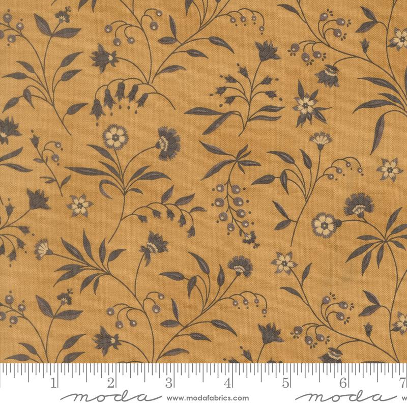 Collections Magnolia Sprig Golden - Quilt Fabric, zoomed in. Select this picture to zoom back out.