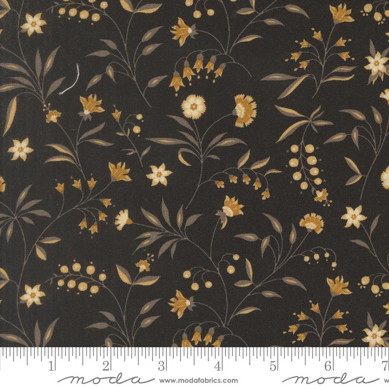 Collections Magnolia Sprig Onyx - Quilt Fabric, zoomed in. Select this picture to zoom back out.