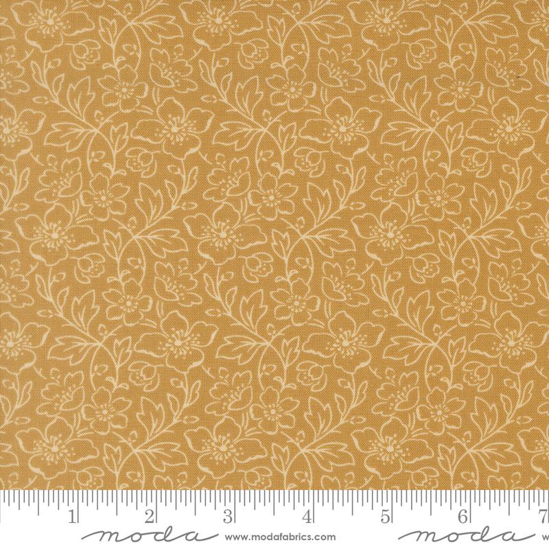 Collections Magnolia Bloom Golden - Quilt Fabric, zoomed in. Select this picture to zoom back out.