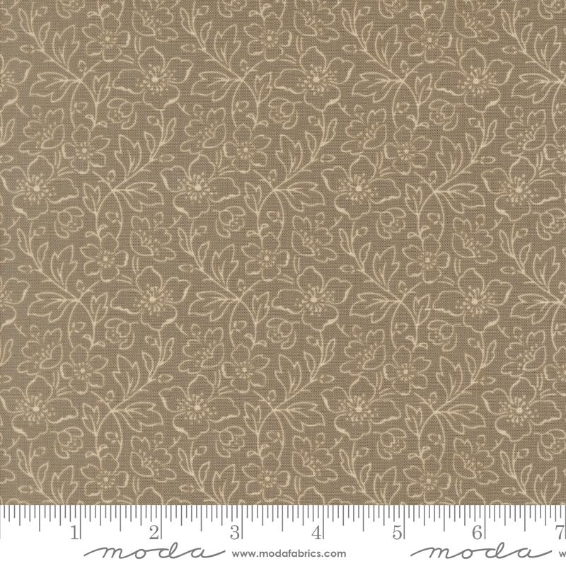 Collections Magnolia Bloom Smoke - Quilt Fabric, zoomed in. Select this picture to zoom back out.