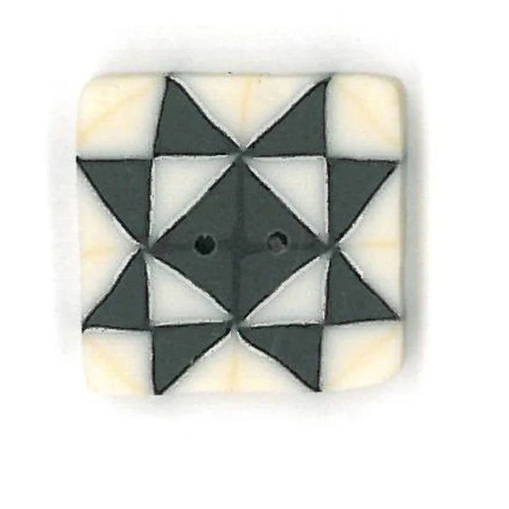 Small Black/White Quilted Star - Button