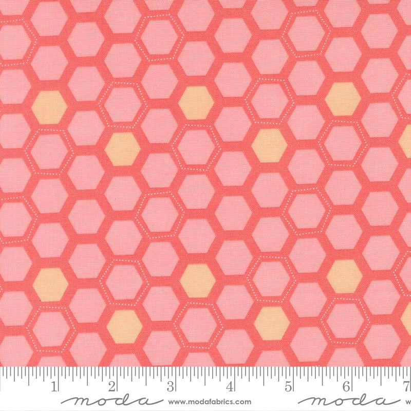 Honeyed Horizon Honeycomb Sunset Pink - Quilt Fabric