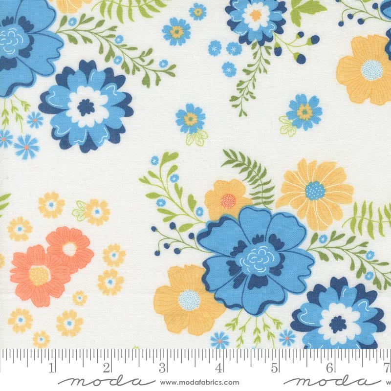 Catching Sunshine Flower Cloud - Quilt Fabric, zoomed in. Select this picture to zoom back out.
