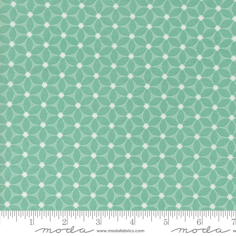 Catching Sunshine Geometric Aqua - Quilt Fabric, zoomed in. Select this picture to zoom back out.