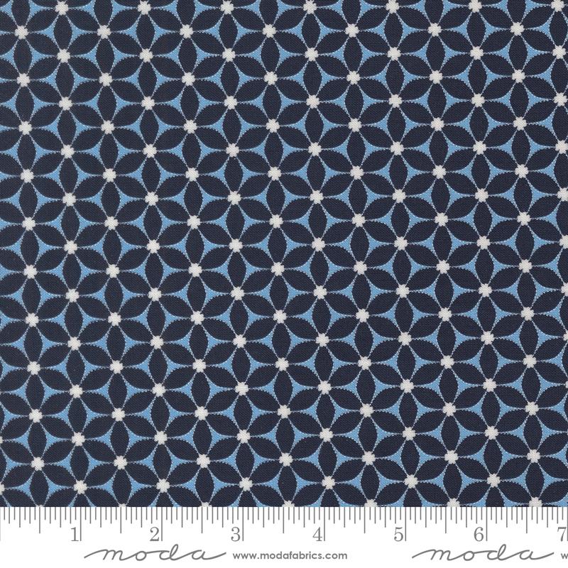 Catching Sunshine Geometric Navy - Quilt Fabric, zoomed in. Select this picture to zoom back out.
