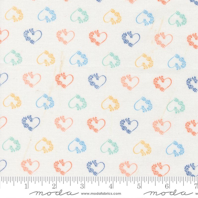 Catching Sunshine Hearts Cloud - Quilt Fabric, zoomed in. Select this picture to zoom back out.