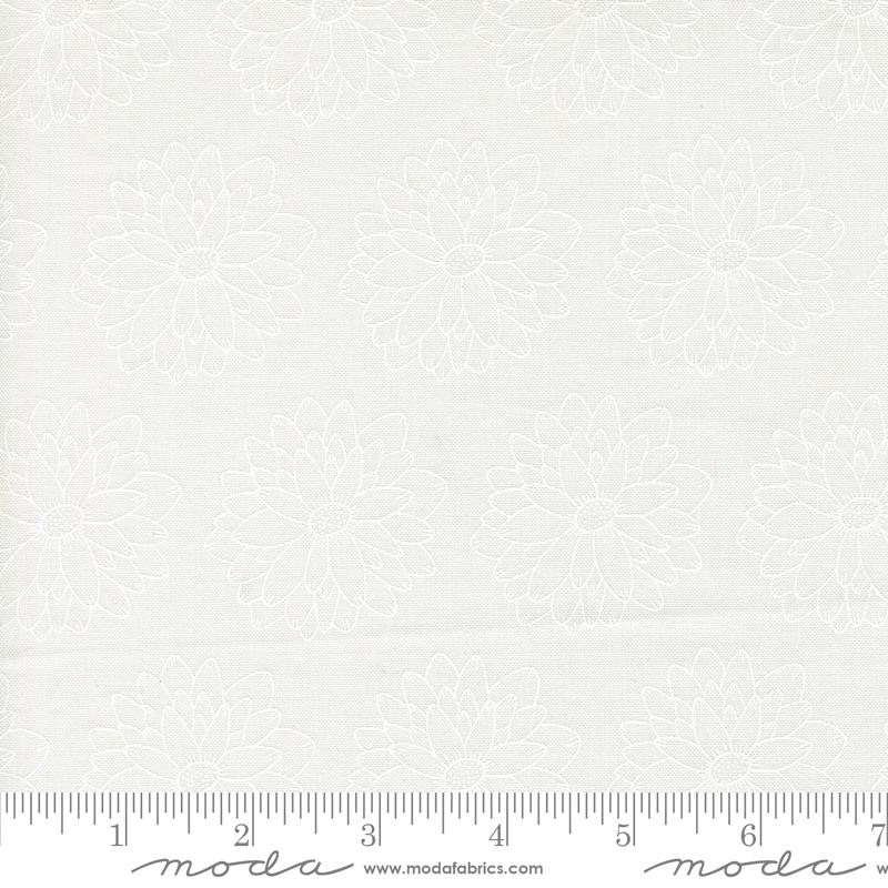 Catching Sunshine Sketch Cloud White - Quilt Fabric, zoomed in. Select this picture to zoom back out.