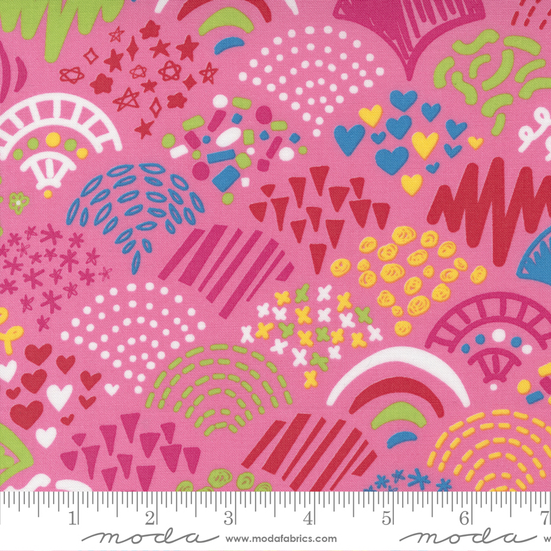 Creativity Glows Bubblegum - Doodles For Days - Quilt Fabric
