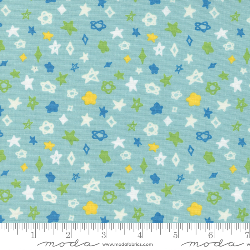 Creativity Glows Aqua Sky - Starlight Ditsy - Quilt Fabric