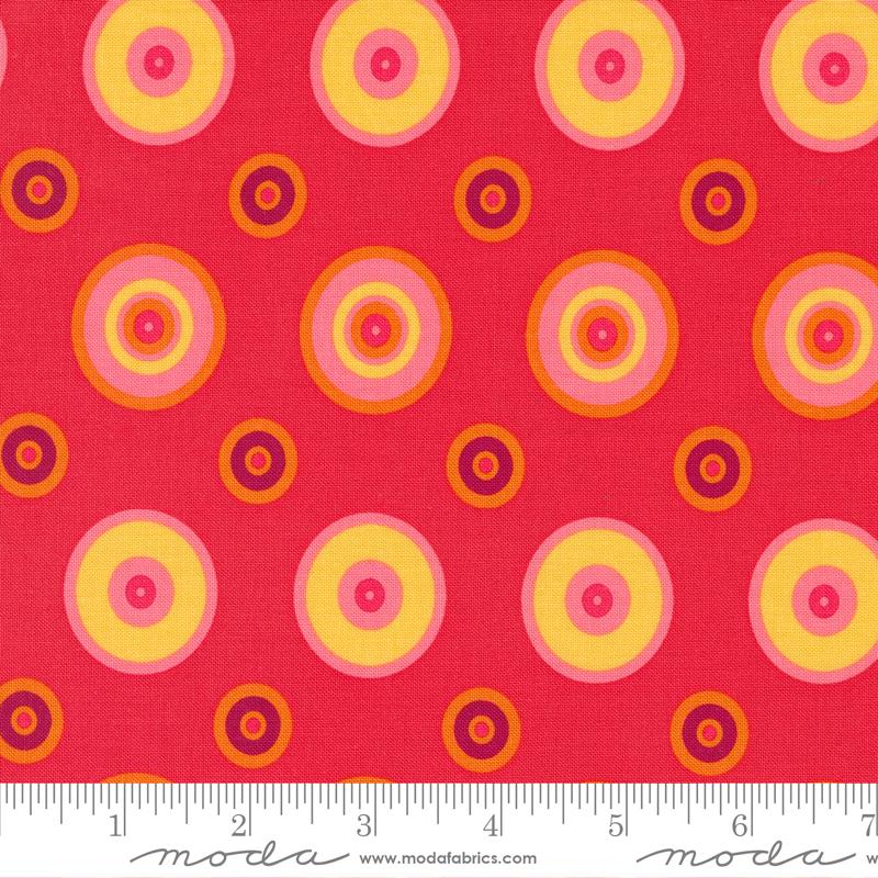 Creativity Roars Geranium - Disco Queen Dots - Quilt Fabric