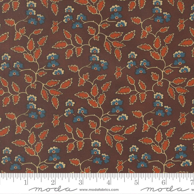 Pamelias Path Flowers Dark Chocolate - Quilt Fabric