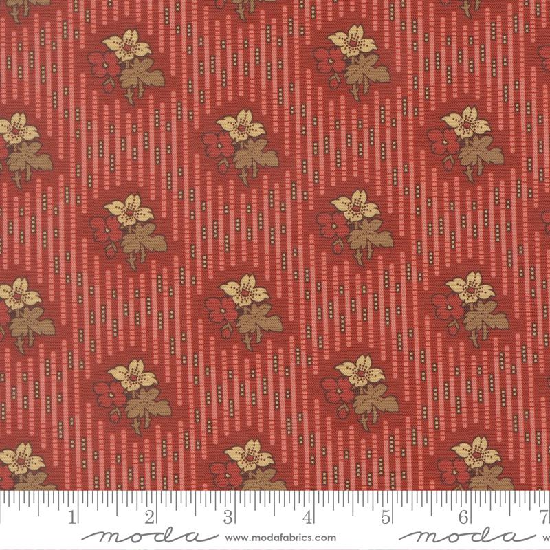 Pamelias Path Leaf Madder Red - Quilt Fabric