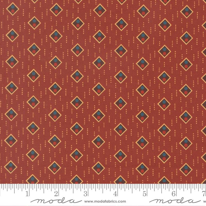 Pamelias Path Diamond Madder Red - Quilt Fabric
