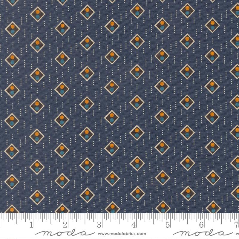 Pamelias Path Diamond Indigo - Quilt Fabric