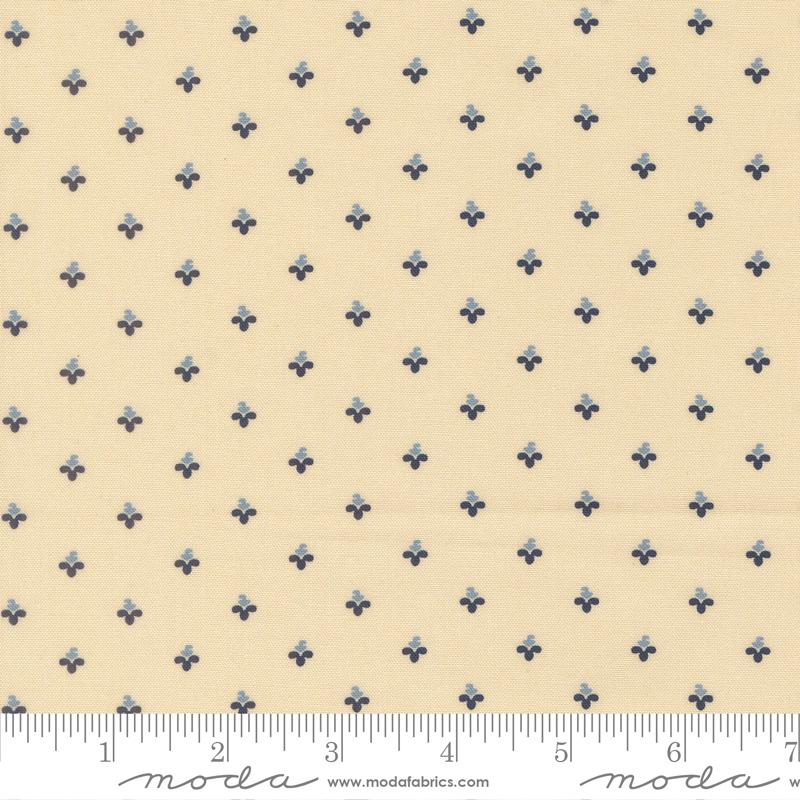Pamelias Path Buds Weathered Blue - Quilt Fabric