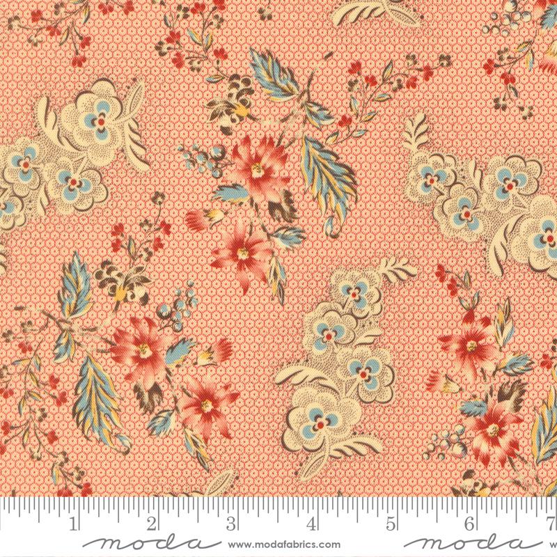 Betsys Best Floral Cochineal - Quilt Fabric, zoomed in. Select this picture to zoom back out.