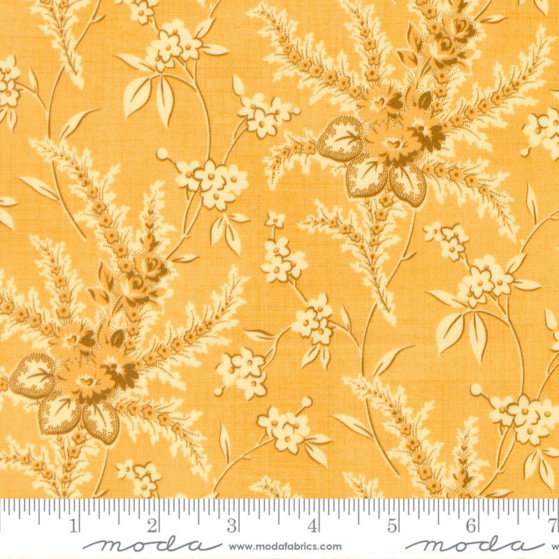 Betsys Best Sprigs Buttercup - Quilt Fabric, zoomed in. Select this picture to zoom back out.