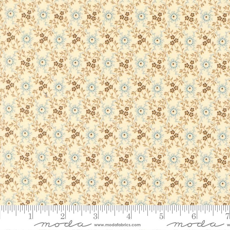 Betsys Best Trellis Biscuit Aqua - Quilt Fabric, zoomed in. Select this picture to zoom back out.