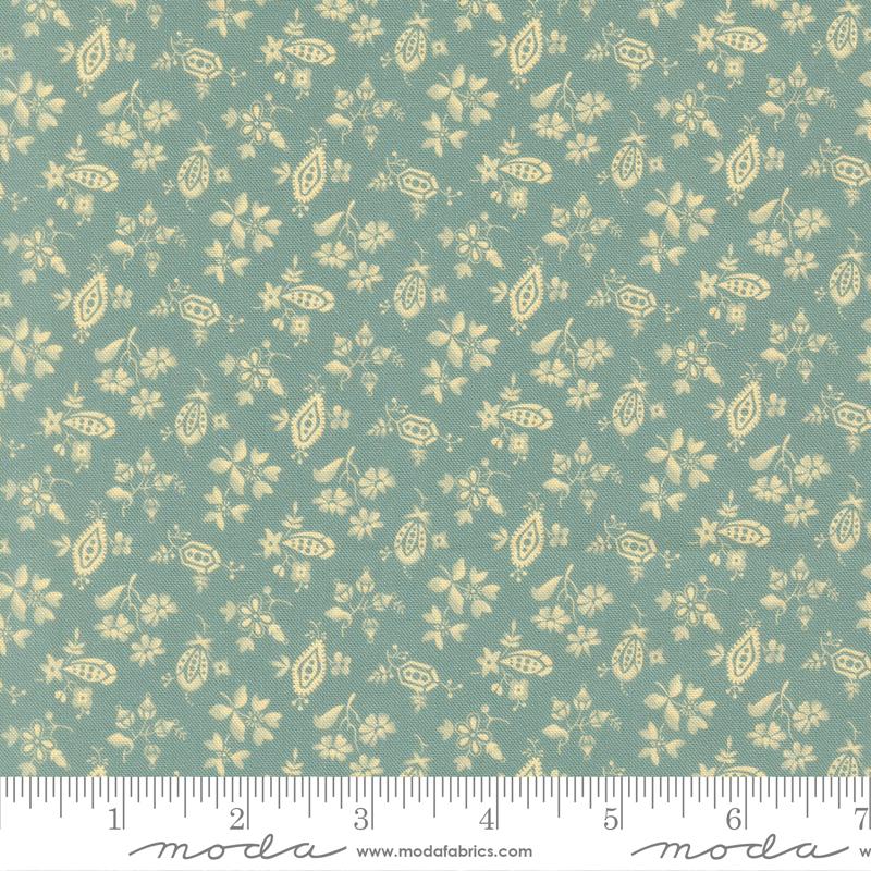 Betsys Best Flower Robins Egg - Quilt Fabric, zoomed in. Select this picture to zoom back out.