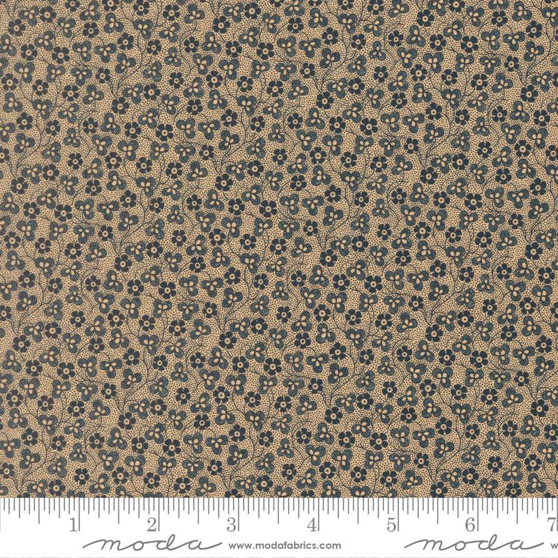 Betsys Best Blossoms Ocean Blue - Quilt Fabric, zoomed in. Select this picture to zoom back out.