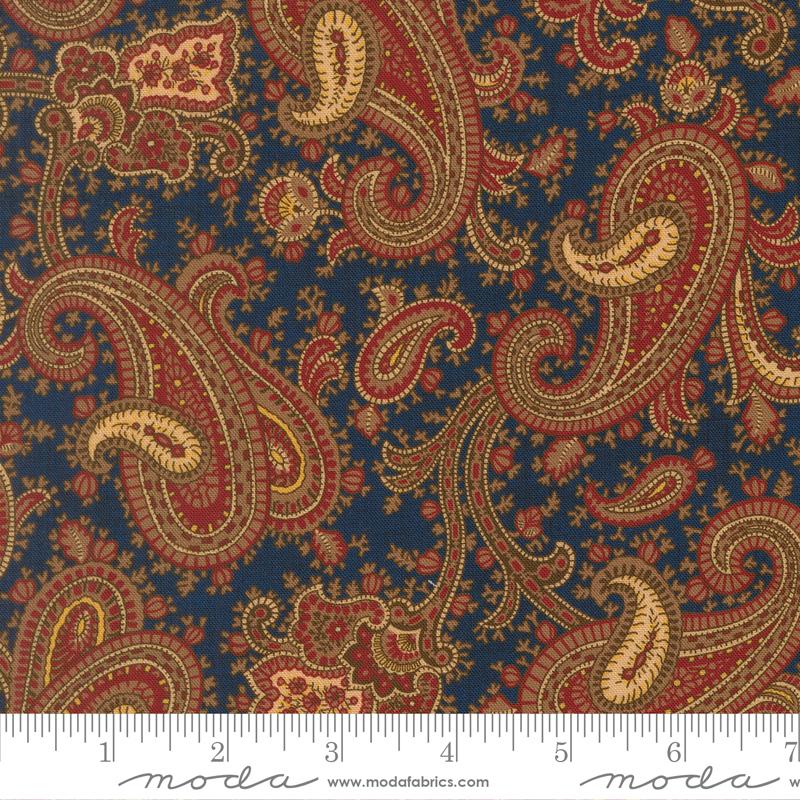 Betsys Best Paisley Indigo - Quilt Fabric, zoomed in. Select this picture to zoom back out.
