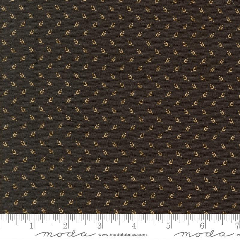 Betsys Best Sprigs Black Walnut - Quilt Fabric, zoomed in. Select this picture to zoom back out.