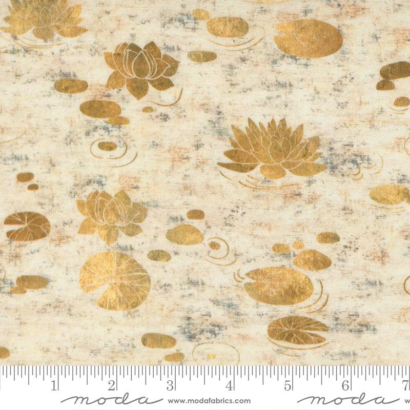 Tranquil Patina Lotus Natural - Quilt Fabric