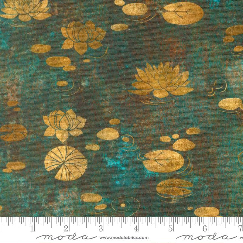 Tranquil Patina Lotus Teal - Quilt Fabric