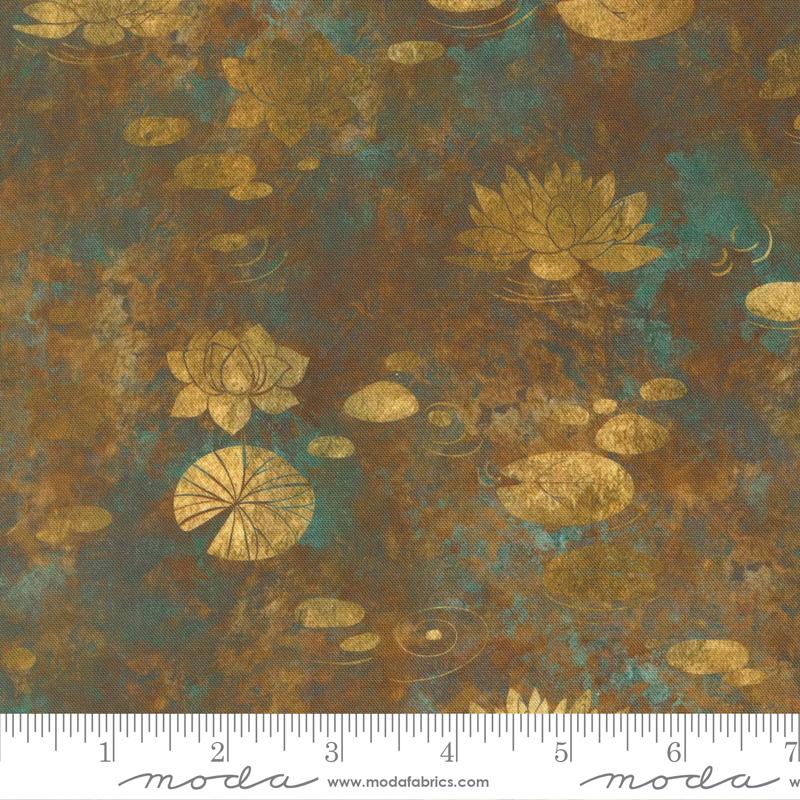 Tranquil Patina Lotus Bronze - Quilt Fabric