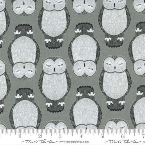 Nocturnal Raincloud - Sleeping Owls Animal Bird - Fabric
