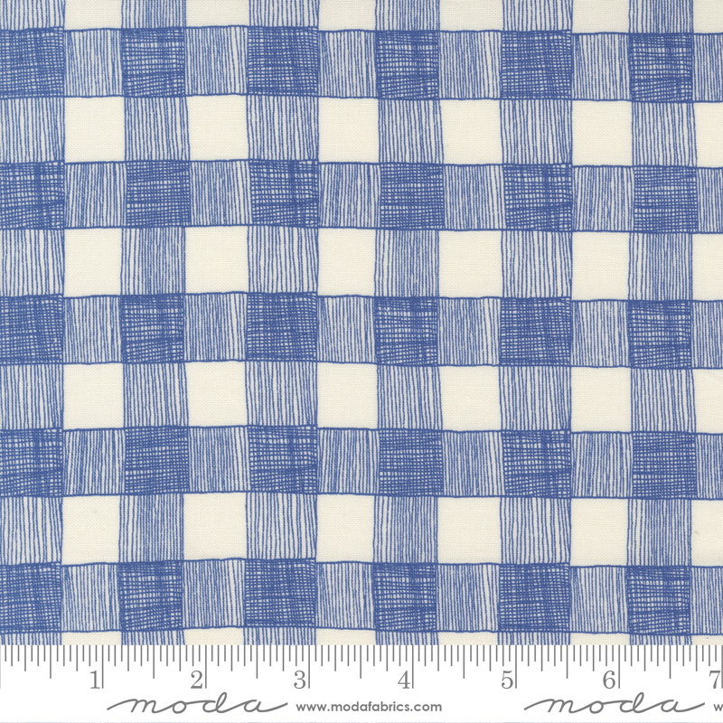 Birdsong Bluebird - Hand Drawn Plaid Checks - Quilt Fabric