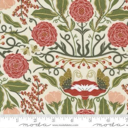 Meadowmere Metallic Cloud - In The Meadow Damask - Fabric