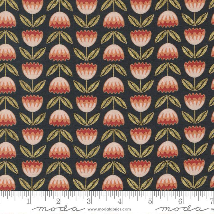 Meadowmere Metallic Night - Blossoms - Quilt Fabric